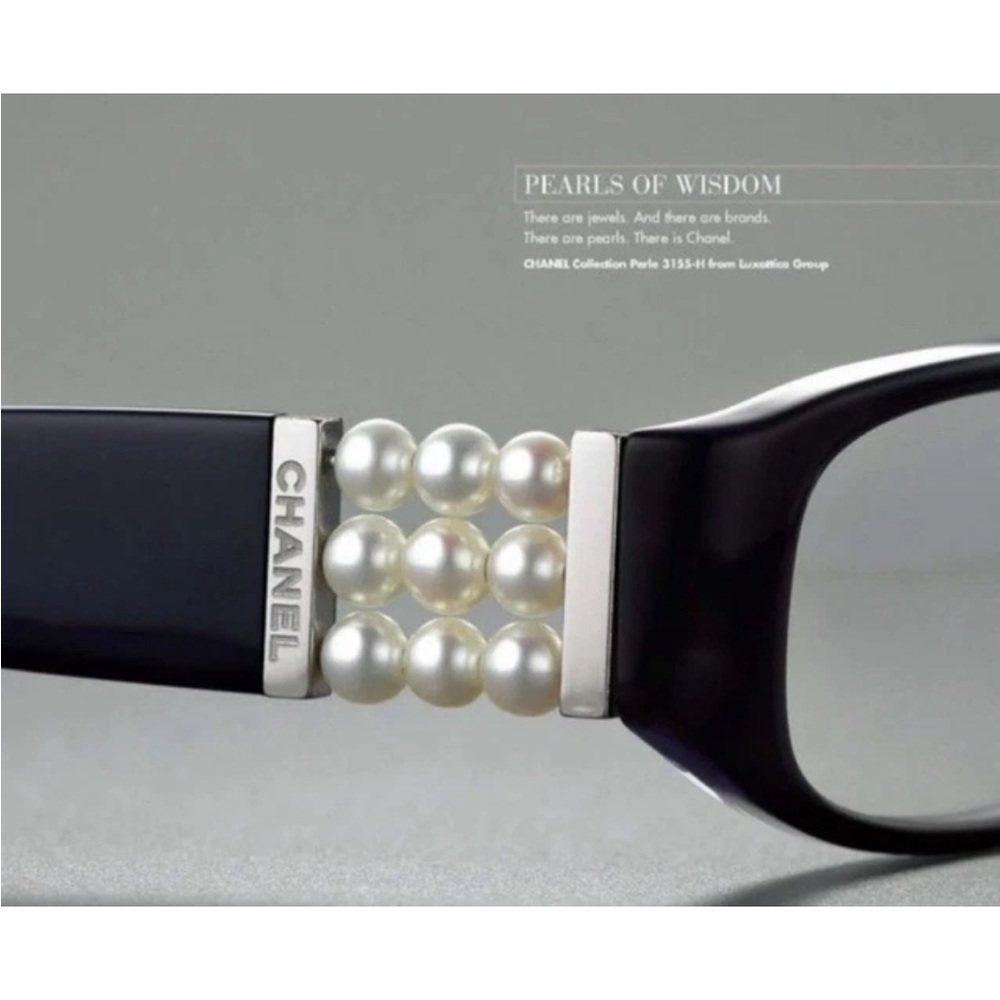 $800(Rare) Auth Chanel black acetate with pearl eyeglasses